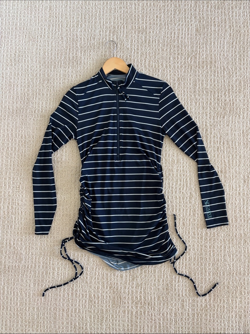 Carve Designs rash guard dress navy and White Striped 🐠